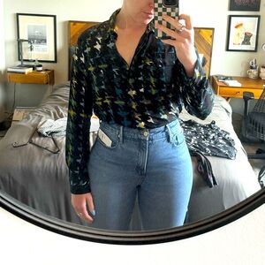 Halogen houndstooth blouse